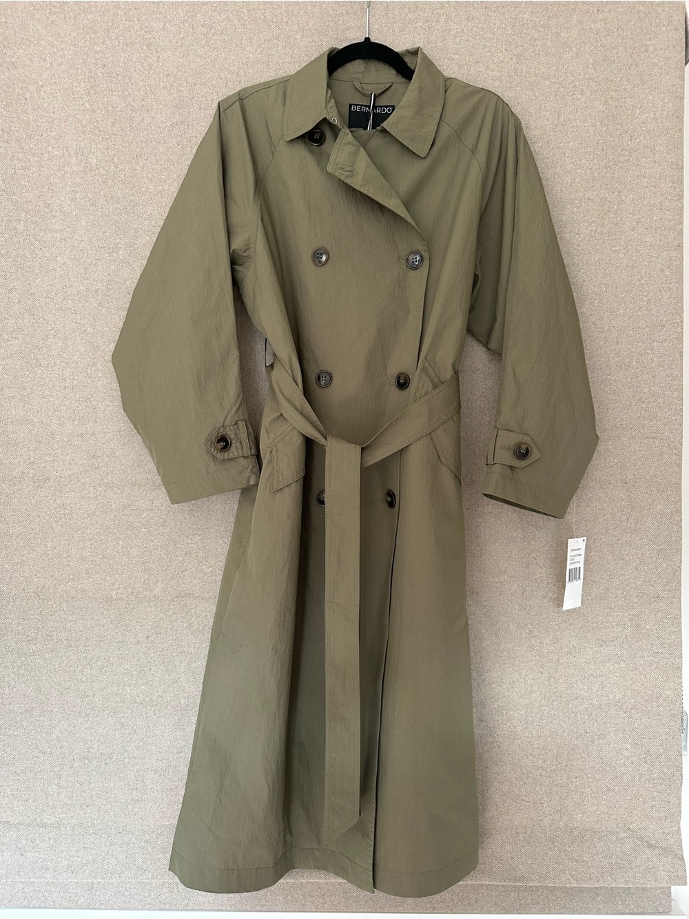 Bernardo Belmont Double-Breasted Trench in Olivine